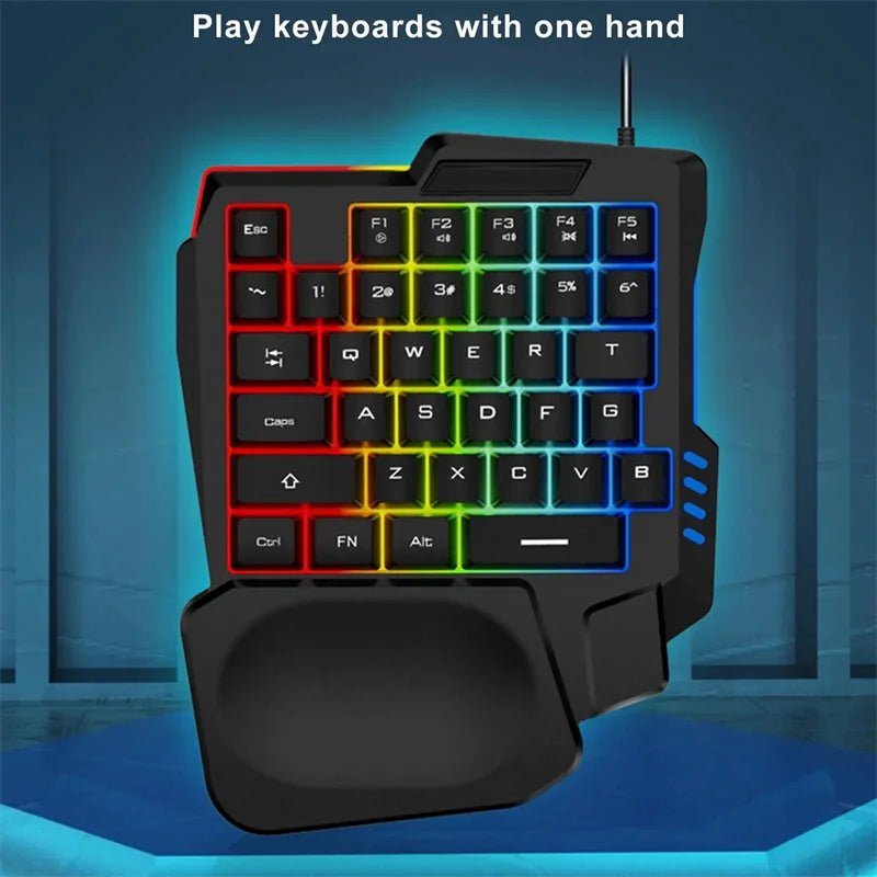 Ergonomics Gaming Keyboard Single Hand Usb Wired 35Key One Handedly RGB Backlight Mini Keyboard for Gamer Laptop Desktop PC