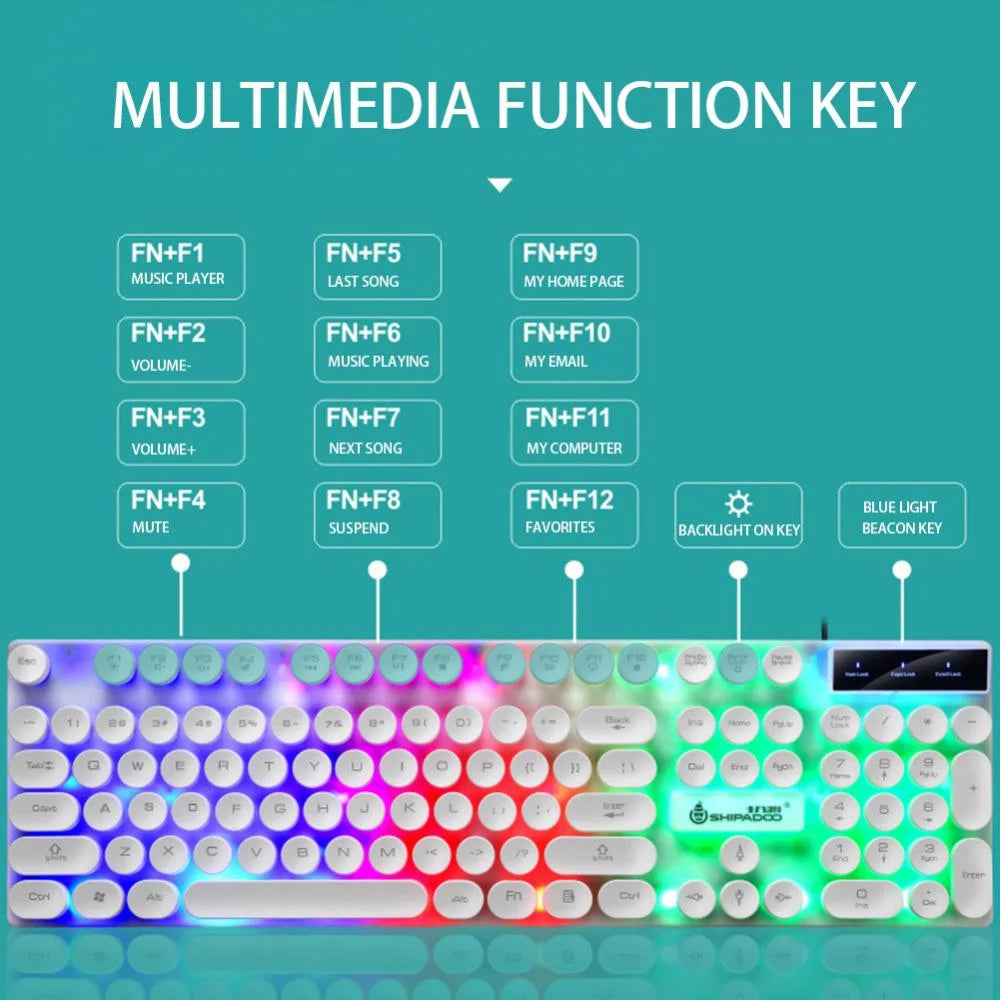 Gaming Keyboard and Mouse Set, Gaming LED Wired Keyboard and Mouse Combo, USB Mouse Rainbow Backlit Mechanical Feeling