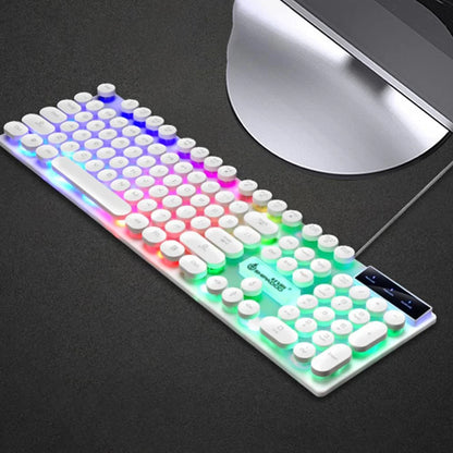 Gaming Keyboard and Mouse Set, Gaming LED Wired Keyboard and Mouse Combo, USB Mouse Rainbow Backlit Mechanical Feeling